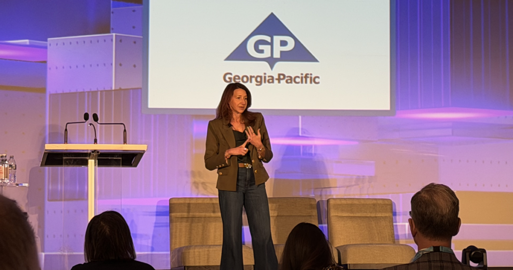 Laura Knebusch, Senior Vice President of CPG Marketing & Consumer Experience at Georgia-Pacific, speaking at the ANA Media Conference.
